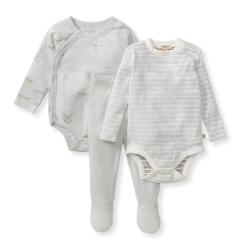 Amsterdam 3 Piece Bodysuit & Pant Set - Morning Blue – Burt's Bees Baby