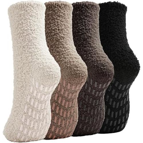 Slipper Socks for Women Men Grip Hospital Socks with Grips Fuzzy Non Slip Warm Womens Gifts