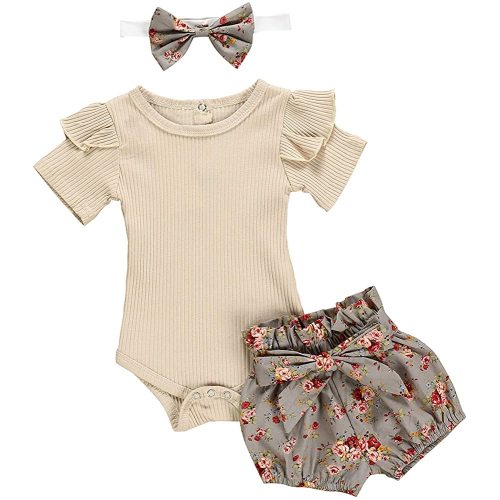 KANGKANG Baby Girl Outfits Short Ruffle Romper Floral Pants Summer Outfits Cute Baby Girl Clothes
