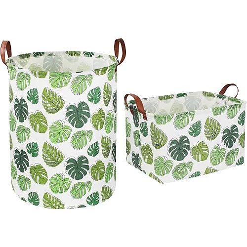 2 Pack Laundry Basket,Canvas Baby Clothes Hamper,Kids Toys Storage Basket-Gift Basket with Handles,Baby Nursery,Room Decor,Bedroom,Bathroom,Playroom