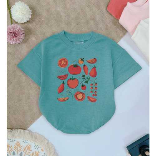 Tomato Baby Bodysuit, Cottagecore Infant Clothing, Vegan Baby Gift, Funny Tomato, Vegan Shirt, Cute Natural Baby, Retro Summer, Newborn