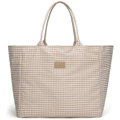 Lee Gingham Tote Bag for Women Foldable Large Shoulder Bag Casual Handbag