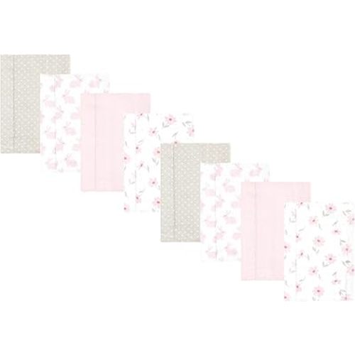 Hudson Baby Cotton Poly Flannel Burp Cloths Multipack, Pink Honey Bunny 8-Pack, One Size