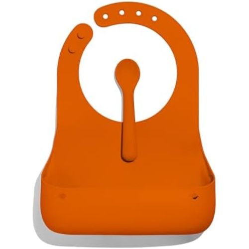 Avanchy Roll & Go Silicone Bibs for Babies + Spoon, BPA Free & Dishwasher Safe Silicone Baby Bibs for Eating
