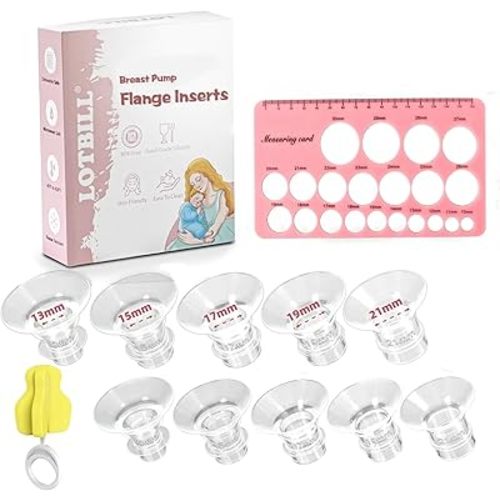 Flange Insert 13/15/17/19/21mm 10PCS Compatible with Momcozy S12 Pro/S9 Pro/S12/S9/Medela/Spectra etc Wearable Breast Pump 24mm Flange/Shield, Reduce 24mm Tunnel Down to Correct Size