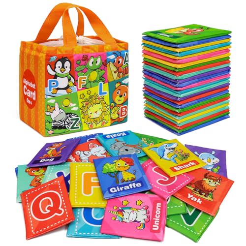 Dr.Rapeti Soft Alphabet Cards, 26pcs ABC Alphabet, 26 Letters Flash Cards with Storage Bag Washable Non-Toxic, Early Learning Toy, Baby Bath Toy for Baby Infant Toddler Kids