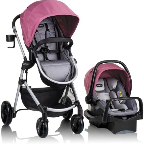 Evenflo Pivot Modular Travel System with LiteMax Infant Car Seat with Anti-Rebound Bar - Dusty Rose