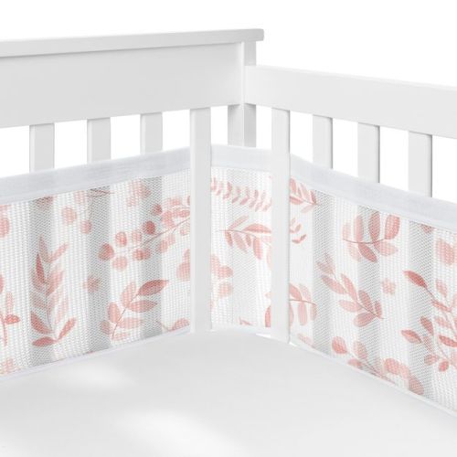 Sweet Jojo Designs + Breathablebaby Girl Breathable Mesh Crib Liner Pad Botanical Blush Pink And White