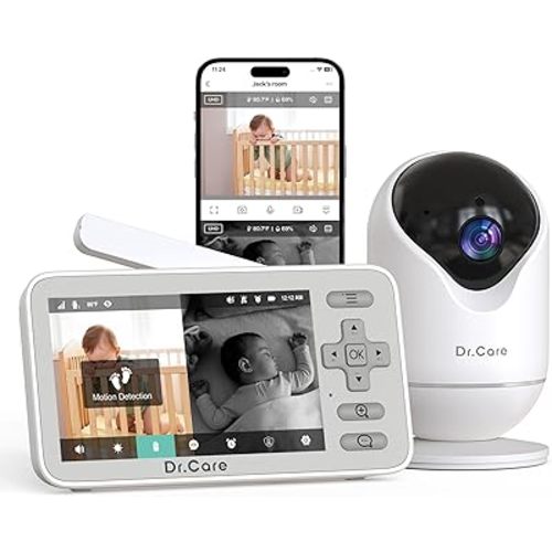 Dr.Care VistaView Lite Smart WiFi Baby Monitor - 4" 720P Split Screen & 1080P Camera App Control, Motion Alerts, HD Night Vision, Triple Security, 2-Way Talk, Video Recording, Multi-User