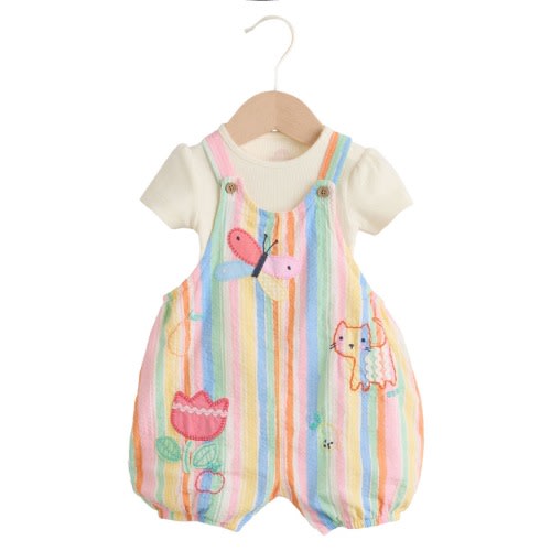 Seersucker Rainbow Overalls & Bodysuit Set
