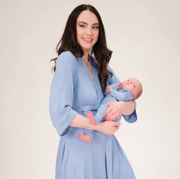 Lila Labor & Postpartum Gown in Periwinkle Blue