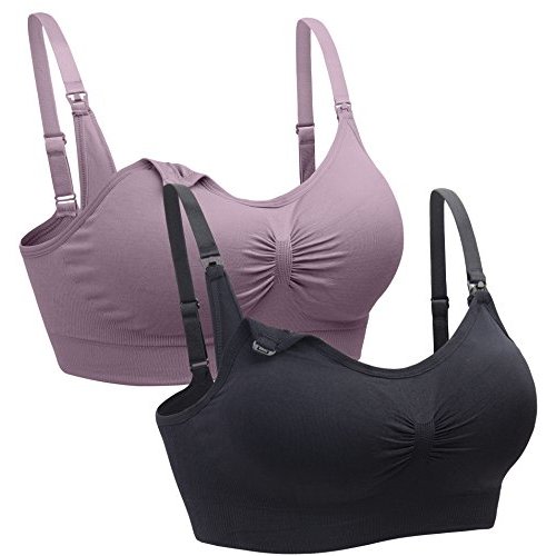 Suekaphin 2PACK Nursing Maternity Bra for pregnancy women breastfeeding comfortable Sleeping with Extenders