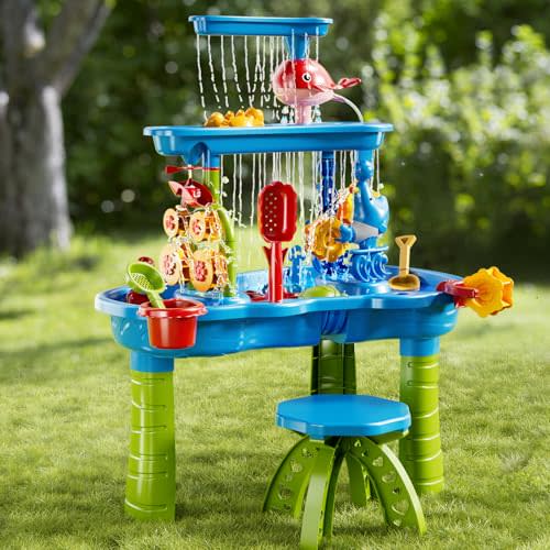 NIPLOOOW Water Table for Toddlers 3-5, 3-Tier Kids Sand Water Table, Water and Sand Activity Sensory Tables Summer Outdoor Toys Beach Toys for Outside Backyard for Kids Toddlers Age 3 4 5 6 7 8