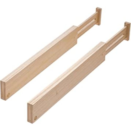 iDesign Renewable Paulownia Wood Collection Expandable Drawer Divider Inserts, 2.5" x 17"-22", Set of 2, Natural