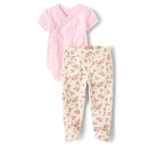 Baby Girls Floral 2-Piece Outfit Set - Pink