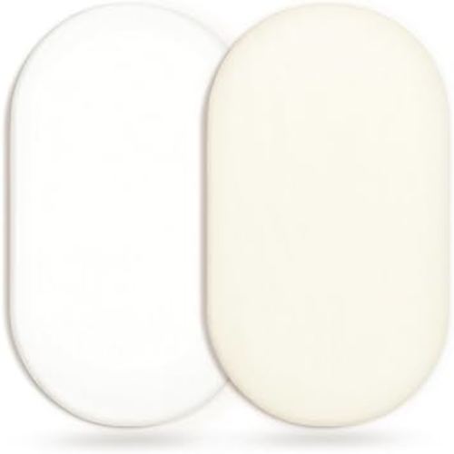 GRSSDER Stretchy Ultra Soft Fitted Bassinet Sheet 2 Pack, Universal Fit for Bassinets Baby Cradle Moses Basket Oval Rectangle Mattress Safe and Snug, Jersey Bassinet Sheets for Girls, Cream/White