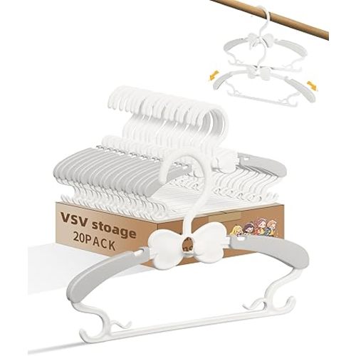VSV stoage Baby Hangers, Kids Hangers with Stackable Hooks, Baby Clothes Hanger with Adjustable 28-37cm Arms, Bebe Cintre Pour Vêtements for Girls Dress Cloest, Grey Hangars for Toddler Cintre Enfant