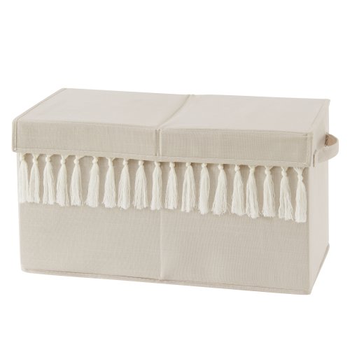 Boho Bohemian Boy Girl Kids Fabric Toy Bin Storage - Solid Taupe Beige Ivory Cream Off White Linen Farmhouse Shabby Chic Neutral