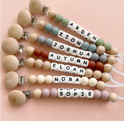 Personalized Pacifier Clip with Name, Custom Pacifier Holder with Name Silicone Clip Chain for Baby Girl Boys