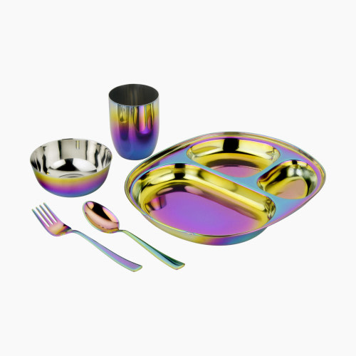 Ahimsa Stainless Steel Mindful Mealtime Dish Set - Rainbow