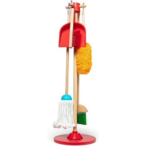 Melissa & Doug Let's Play House Dust! Sweep! Mop! 6 Piece Pretend Play Set - Toddler Toy Cleaning Set, Pretend Home Cleaning Play Set, Kids Broom And Mop Set For Ages 3+