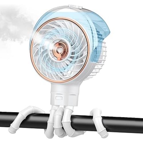 Ausic Stroller Fan with Mist, 100ml Misting Portable Fan for Stroller, Baby Fans with Detachable Tripod, Baby Essentials, Clip on Fans for Crib, Treadmill, Car Seat, Outdoor