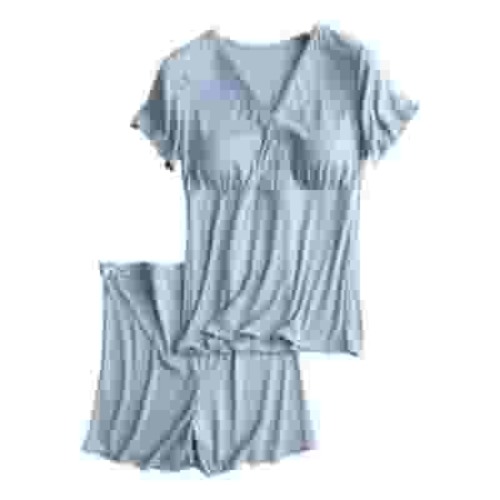 breaise Women's Maternity Nursing Pajamas Set Breastfeeding Sleepwear Short Sleeve Top & Shorts Pregnancy PJS Postpartum Pajamas Breastfeeding Pregnancy Clothes
