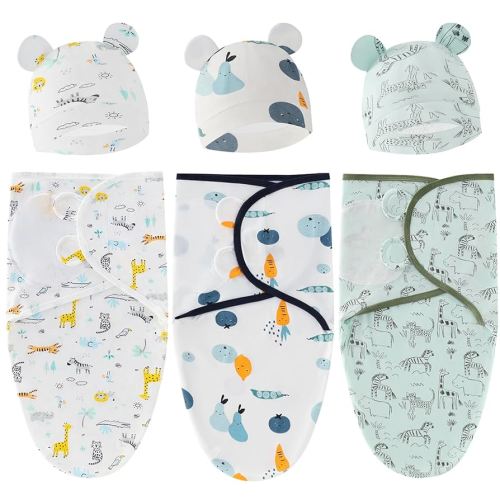 3-Pack Organic Baby Swaddle Sleep Sack - Newborn Blanket Wrap (Naturally)