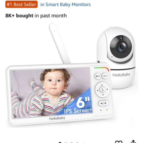 HelloBaby Baby Monitor 6" World First IPS Screen 30H Battery, Secure No WiFi, Pan Tilt Video Camera with Night Vision, VOX, 2-Way Talk, 1000ft, Portable Video Audio Monitor Ideal for Mom, Elderly, Pet