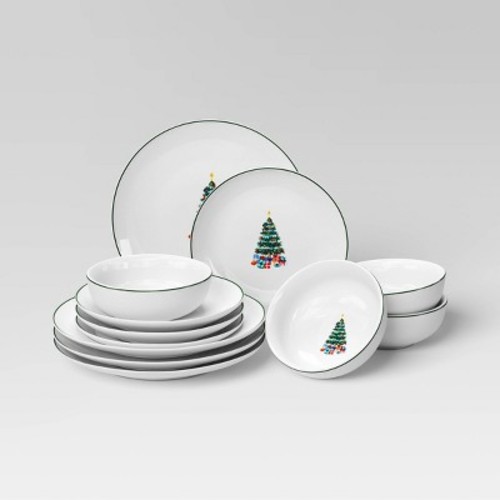 12pc Christmas Dinnerware Set White - Threshold™