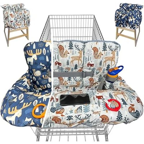 Shopping Cart Cover for Baby Grocery Cart Cover for Baby boy and Baby Girl, High Chair Cover for Baby and Toddler, Baby Registry Gift - Waterproof - Extra Large - Cotton - Double Sided (Multi)