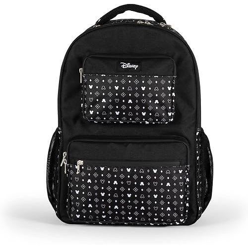 PICNIC TIME Disney Classic Mickey Mouse Park Tripper Day Bag, Cooler Backpack, Soft Cooler Backpack, Insulated Lunch Bag, Disneyland & Disney World Backpack, (Black with White Pattern)