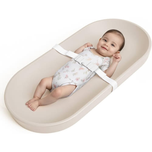 COMOMY Baby Changing Pad for Dresser - Wipeable Changing Pad with Restraining Belt, Waterproof, Soft, Lightweight and Portable, Easy to Clean for On The Go Diaper Change, Grey
