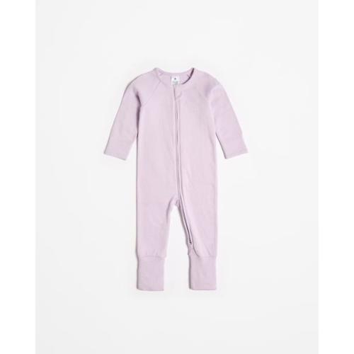 Organic Cotton Baby Pointelle Zip Coverall - Lavender/Blue