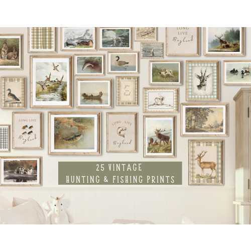 Fishing Hunting Nursery Decor Bundle  Vintage Boy Nursery Wall Art  Woodland Nursery Prints  Farmhouse Rustic Nursery Art  DIGITAL DOWNLOAD