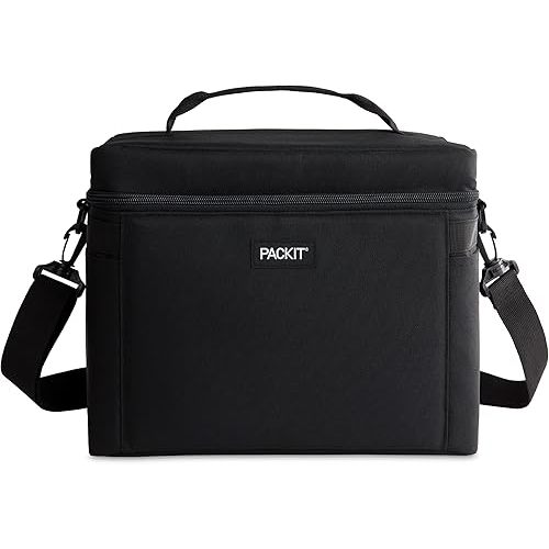PackIt Freezable Newport Cooler, Collapsible, Reusable, Built with ECOFREEZE Technology, Wide Top Opening, Double Zip Closure, with Adjustable & Removable Shoulder Straps for Easy Carrying