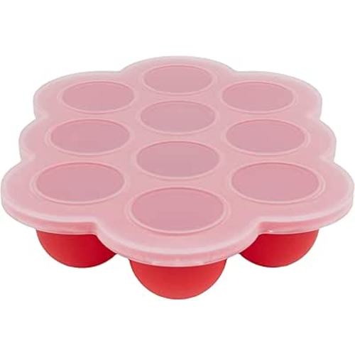 WeeSprout Silicone Baby Food Freezer Tray with Clip-on Lid - Perfect Storage Container for Homemade Baby Food, Vegetable & Fruit Purees, and Breast Milk (Bright Red, Ten 1.5 Ounce Sections)