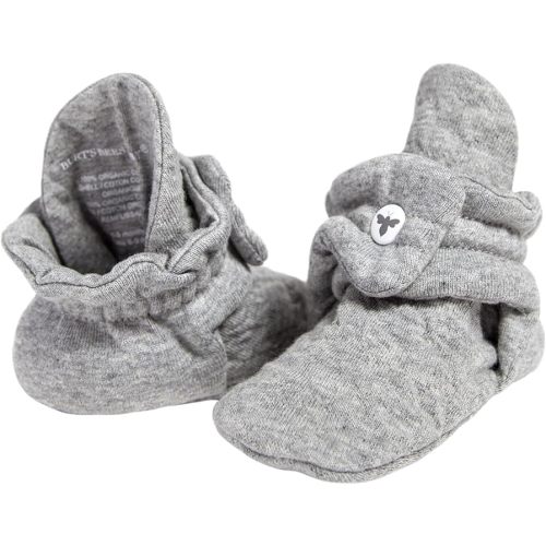 Burt’s Bees Baby Adjustable Baby Booties, 100% Organic Cotton, Easy On and Off Snap Boots, Snug Fit - Baby Essential