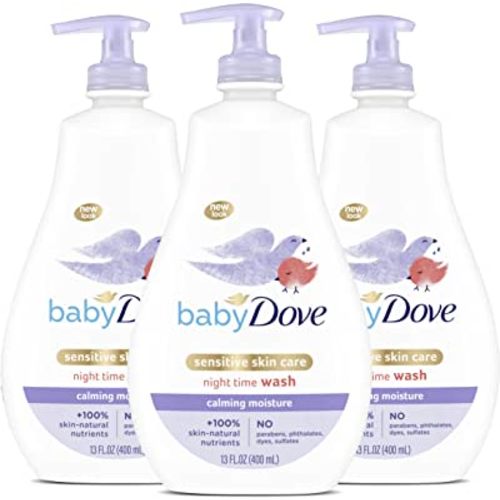 Baby Dove Calming Moisture Sensitive Skin Night Time Wash, 3 Pack Hypoallergenic and Tear-Free Bath Wash, Scented, Suitable for Newborns, 400 ml (3x 13.52 oz)