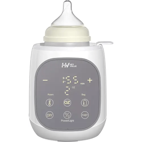 Fast Bottle Warmer, HEYVALUE 12-in-1 Water Bath Baby Bottle Warmer for Breastmilk and Formula with 24H Keep, Auto Shut-Off, Memory, Sterilize, Accurate Temp Control Baby Milk Warmers for All Bottles