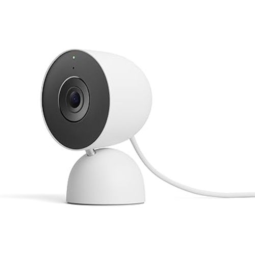 Google Nest Cam Indoor (Wired, 3rd Gen) - Security Camera with 2K Video and Gemini, Night Vision, 2-Way Audio, Works with Google Home - 2025 Model - Snow