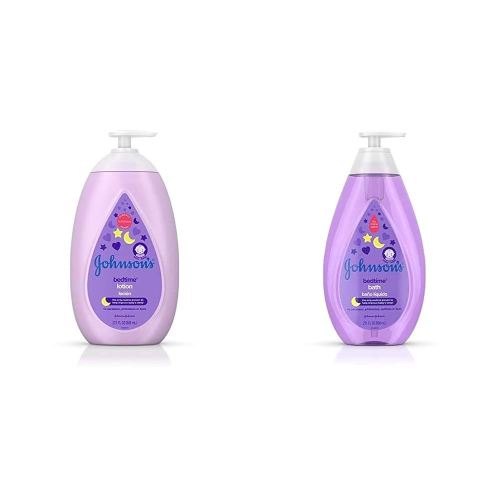 Johnson's Moisturizing Bedtime Baby Lotion, 27.1 fl. oz with Bedtime Baby Bath with Soothing NaturalCalm Aromas, Hypoallergenic & Tear Free Formula, 27.1 fl. oz