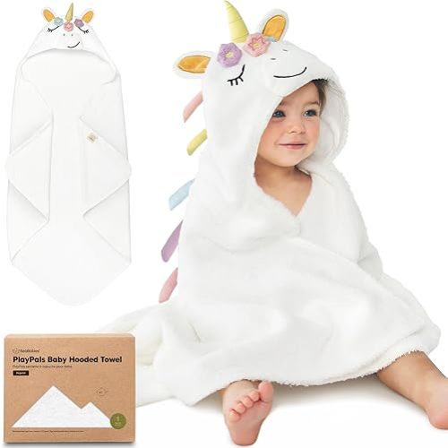 KeaBabies Organic Baby Towel with Hood for Girls, Boys - Soft, Absorbent, 100% Cotton Hooded Baby Towels for Newborns, Infants, Large Hooded Bath Towels for Babies, Kids, Toddler 1-3 (Uria)