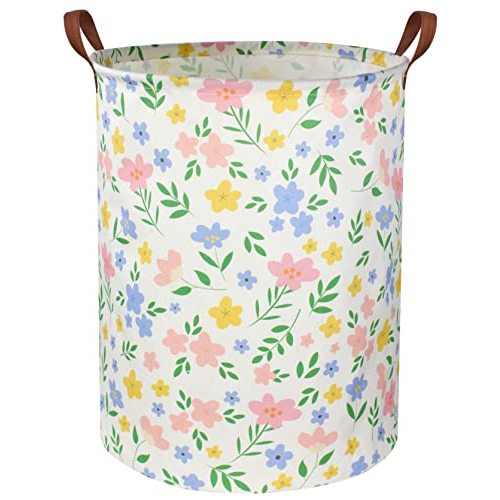 HIYAGON Girls Laundry hamper Baby Girl Hamper Kids Toy Storage Organizer Bins Gift Basket for Bedroom Decor(Flowers)