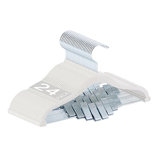 Monicent Kids Velvet Skirt Hangers,24 Packs Baby Velvet Hangers with Adjustable Clips, Pants Hangers, Space-Saving, Non-Slip for Skirts,Coats,Pants,Dresses (Ivory)