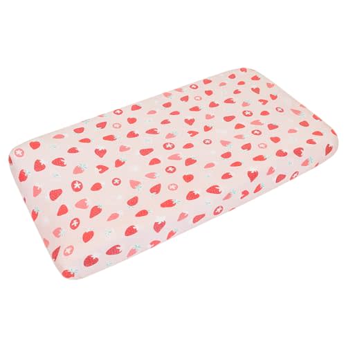 Copper Pearl Premium Knit Changing Pad Cover : Soft, Stylish, and Universal Fit for All Standard Diaper Changing Pads, Trendy Design Changing Pad Covers, Strawberry