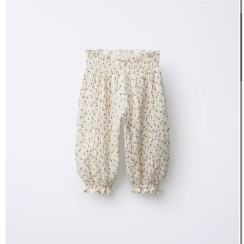 FLORAL TEXTURED BAGGY PANTS - Ecru | ZARA United States