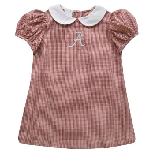 Alabama Crimson Tide Vive La Fete Girls Infant Gingham Puffy A-Line Dress - Crimson