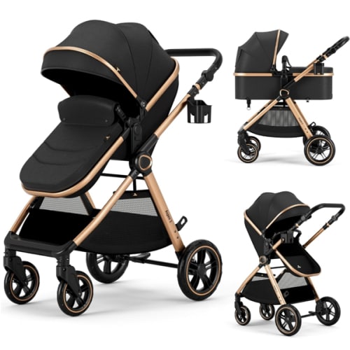 2 in 1 Baby Stroller, Convertible Bassinet Pushchair for Infants and Newborns 0-36 Months
