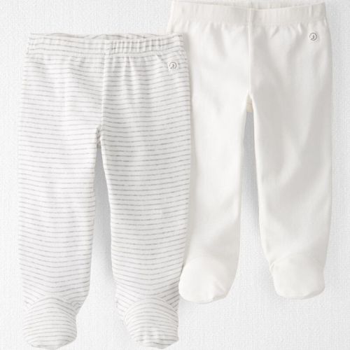 Cream, Heather Gray Baby 2-Pack Organic Cotton Rib Footed Pants | Carter’s Oshkosh Canada